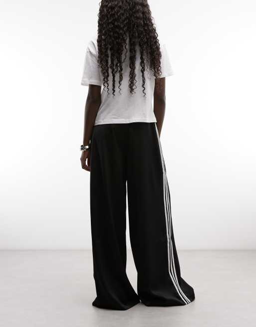 adidas Originals - Joggers a fondo ampio neri in raso, 5 di 5