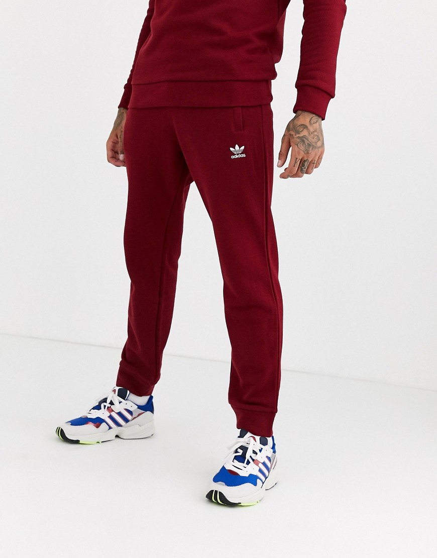 Adidas Originals - Joggers con logo ricamato bordeaux-Rosso
