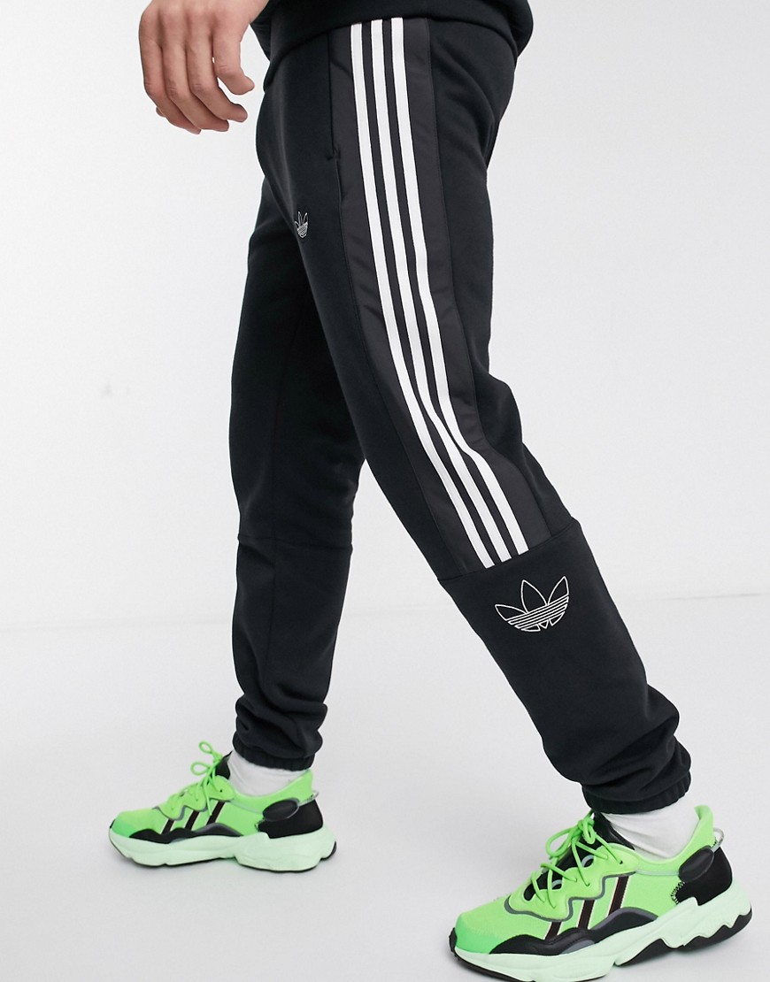 Adidas Originals - Joggers con trifoglio neri-Nero