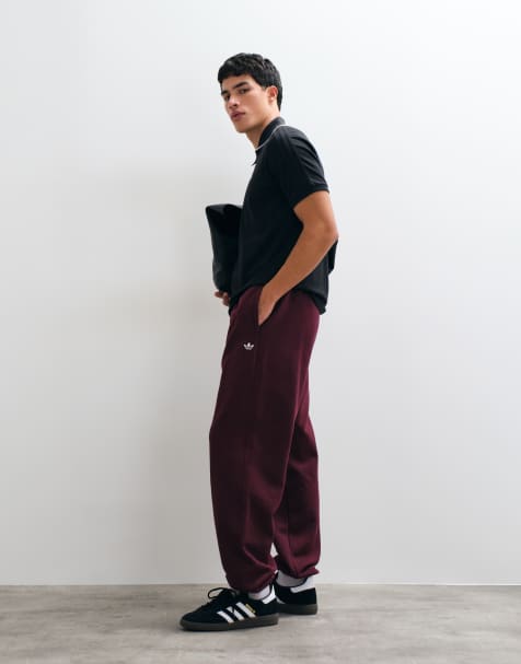 adidas Originals joggers essenziali ampi con fondo aperto bordeaux - view 1