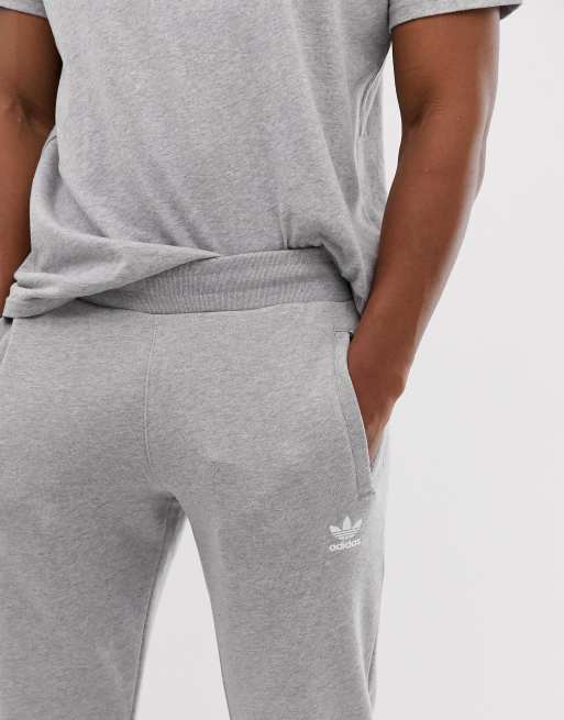 Adidas originals joggers store with logo embroidery grey