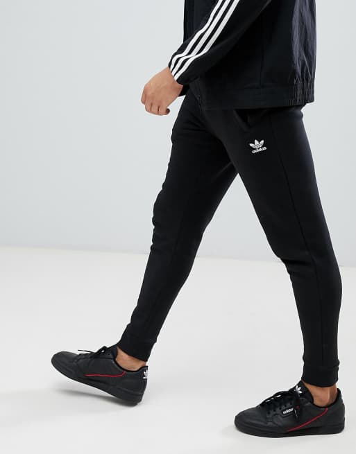 Adidas originals joggers slim fit with 2025 logo embroidery black