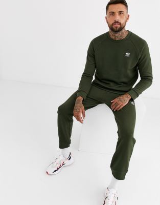 adidas originals joggers with logo embroidery in khaki