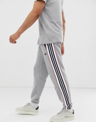 adidas 3 stripe grey joggers