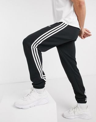 adidas originals knitted 3 stripe black joggers