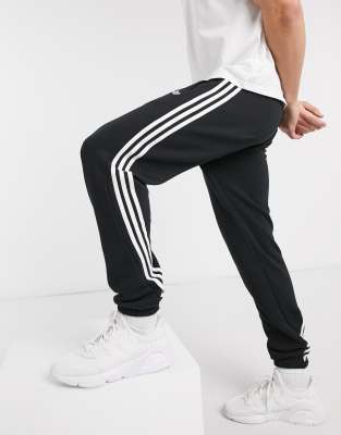 adidas originals knitted 3 stripe black joggers