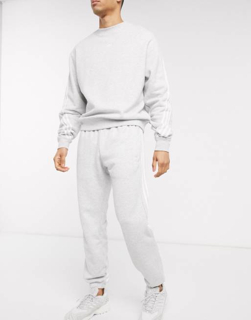 adidas Originals joggers with wrap 3 stripes in grey ASOS