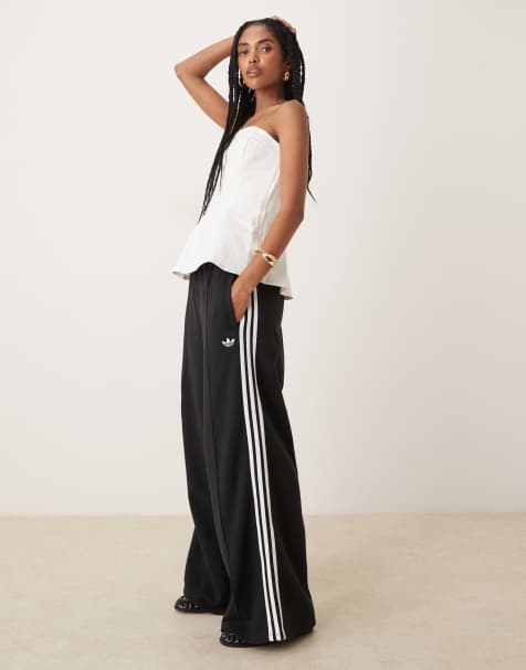 adidas Originals – Jogginghose in Schwarz mit weitem Bein und den drei Streifen - view 1