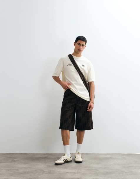 adidas Originals jorts marroni con monogramma - view 1