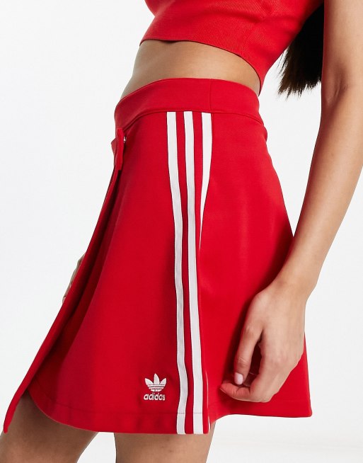 adidas Originals Jupe portefeuille a trois bandes Rouge ecarlate ASOS