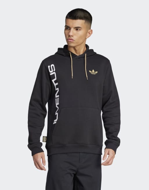 adidas Originals - Juventus - Felpa con cappuccio nera / oro football scuro con grafica