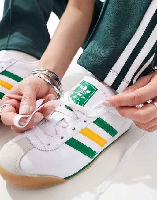 adidas Originals K 74 trainers in white and yellow ASOS