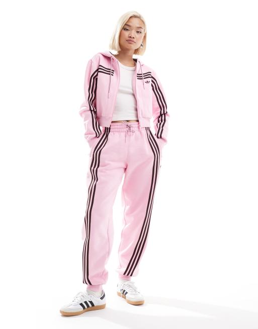 adidas Originals Kapuzenpullover aus Velours in Rosa