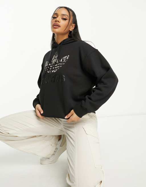 adidas Originals Kapuzenpullover in Schwarz mit gro em Logo in