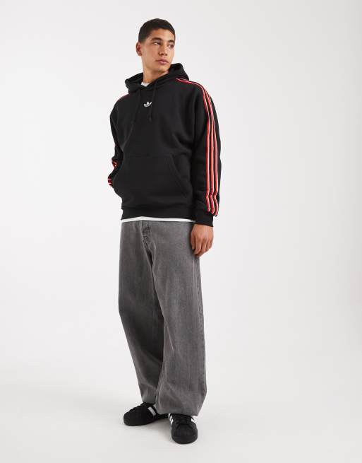 adidas Originals – Kapuzenpullover in Schwarz mit Kontraststreifen, 2 von 5