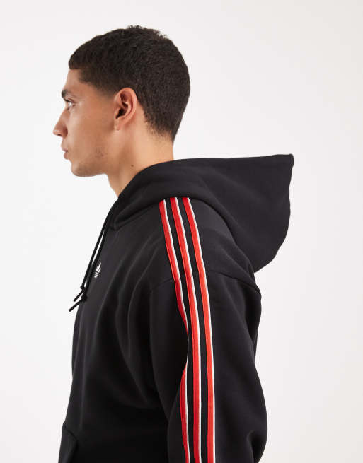 adidas Originals – Kapuzenpullover in Schwarz mit Kontraststreifen, 4 von 5