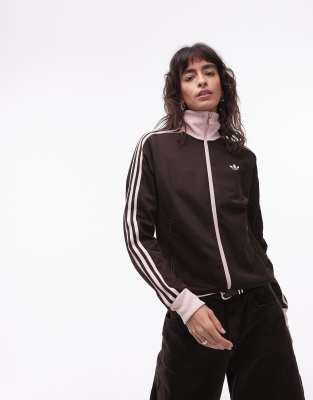 adidas Originals - Klassische Trainingsjacke in Braun und Rosa-Brown