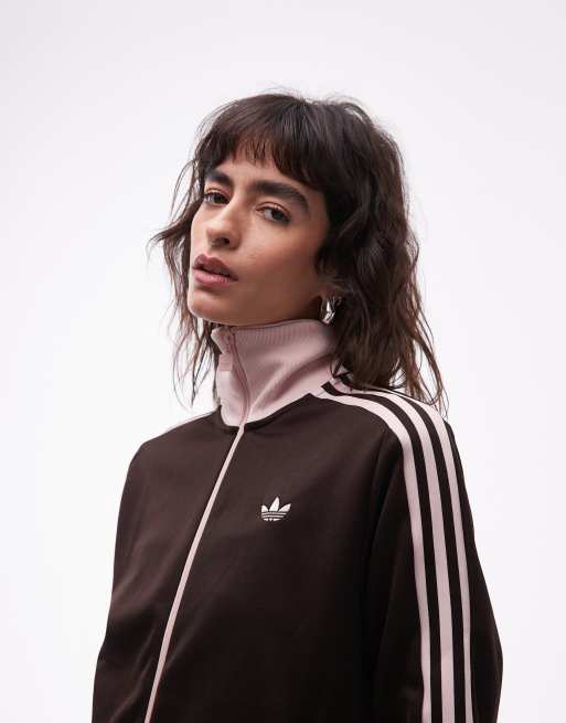 adidas Originals – Klassische Trainingsjacke in Braun und Rosa, 3 von 4