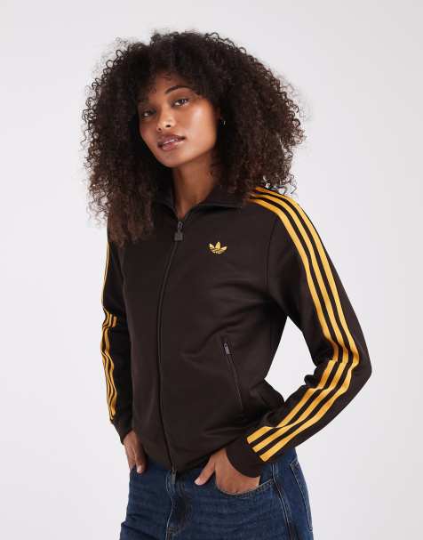 adidas Originals klassisk träningsjacka i brunt och gult - view 1