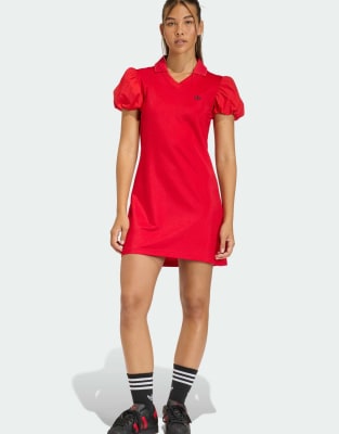 adidas Originals - Kleid mit Ballonärmeln in Better Scarlet-Rot