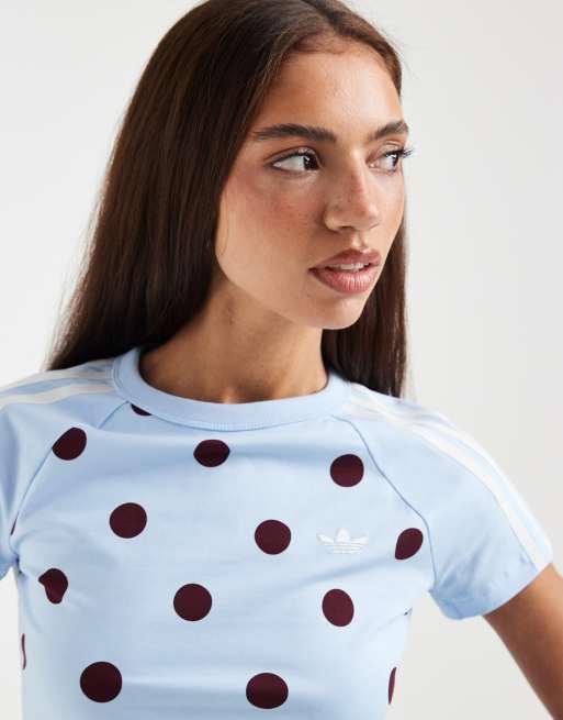 adidas Originals – Knapp geschnittenes T-Shirt in Blau mit Polka Dots , 2 von 4