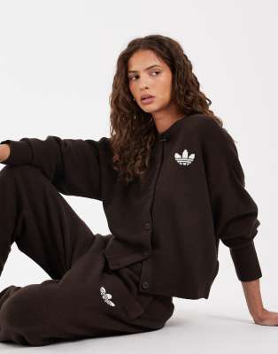 Adidas Originals Knit Cardigan In Brown