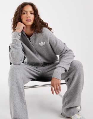 Adidas Originals Knit Cardigan In Gray