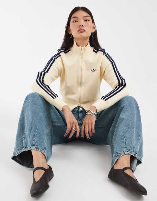 adidas Originals knit firebird track top in off white | ASOS