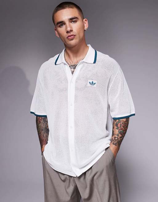 adidas men's dress shirt A595 Full Button Down SS The Adidas A595 boasts a classic regular fit that effortlessly complements any body type adidas Originals knit shirt in