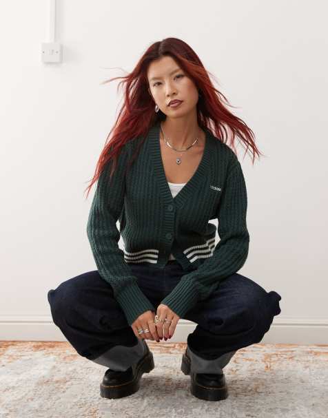 adidas Originals knitted cardigan in mineral green - view 1