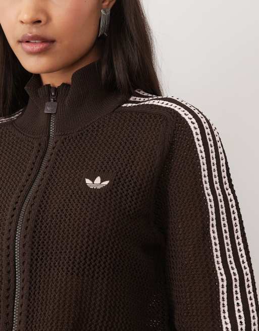 adidas Originals Knitted crochet firebird track top in aurora
