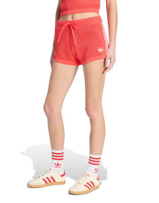 adidas Originals knitted crochet shorts in lucid red | ASOS