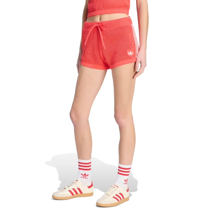 adidas Originals knitted crochet shorts in lucid red | ASOS