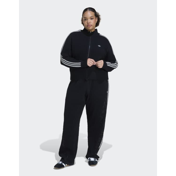 adidas Originals Knitted crotchet firebird track pants in black | ASOS