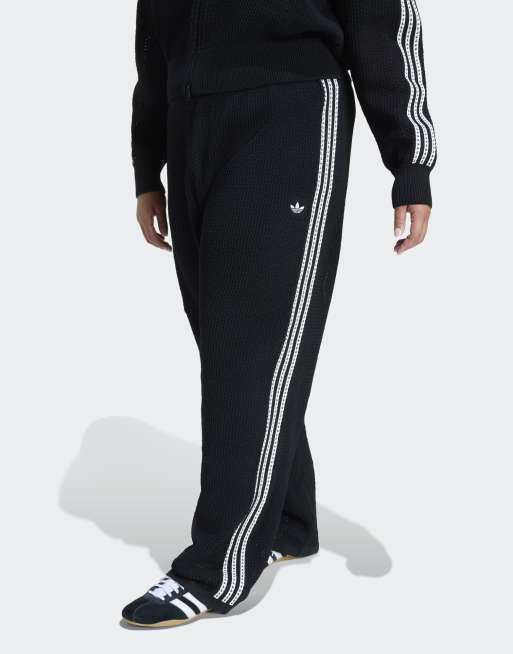adidas Originals Knitted crotchet firebird track pants in black | ASOS