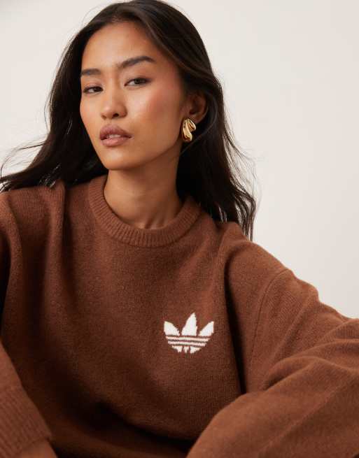 adidas Originals knitted jumper in brown