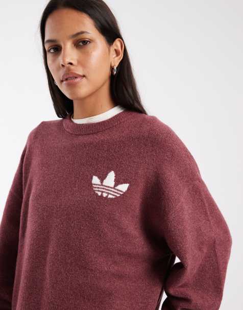 adidas Originals knitted jumper in soft burgundy - view 1