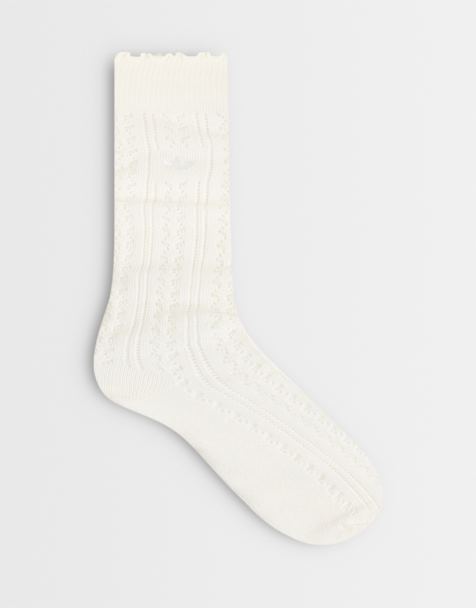 adidas Originals knitted knee socks in cream - view 1