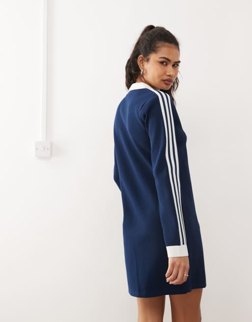 【adidas】Originals 美シルエット★KNIT POLO DRESS◆正規品◆ adidas Originals Knitted Polo Dress in blue | ASOS