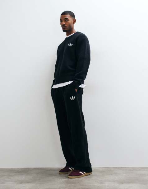 adidas Originals knitted straight leg track pants in black - view 1