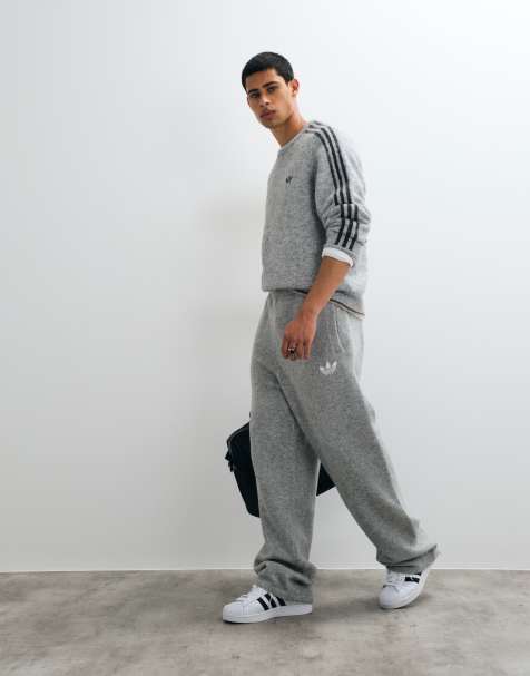 adidas Originals knitted straight leg track pants in grey - view 1