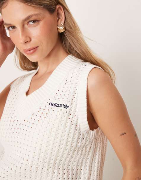 adidas Originals knitted vest in off white - view 1