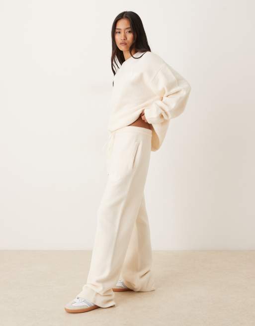 adidas Originals knitted wide leg track pants in cream