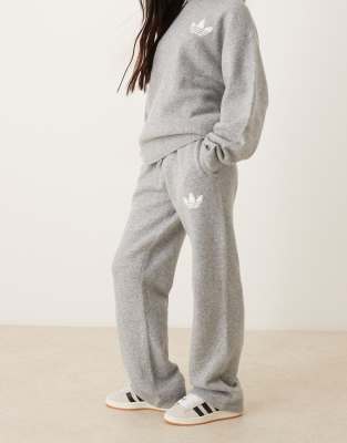 adidas Originals knitted wide leg track pants in grey ASOS