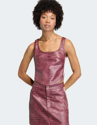 adidas Originals - Korsettoberteil aus Kunstleder in Kastanienbraun-Rot