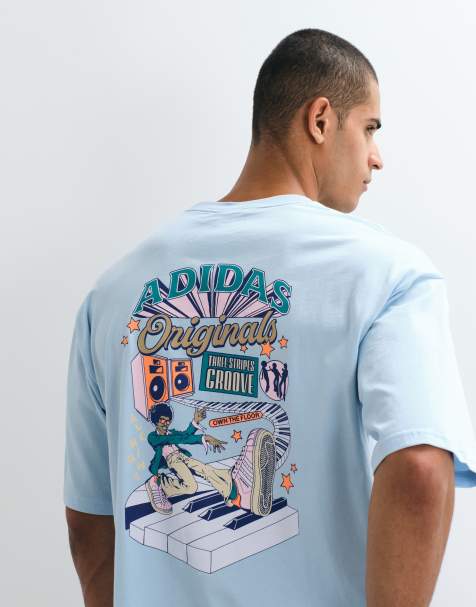 adidas Originals koszulka z grafiką z tyłu w kolorze niebieskim - view 1
