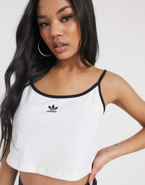 adidas Originals – Kurzes, weißes Träger-Oberteil mit Trefoil-Logo