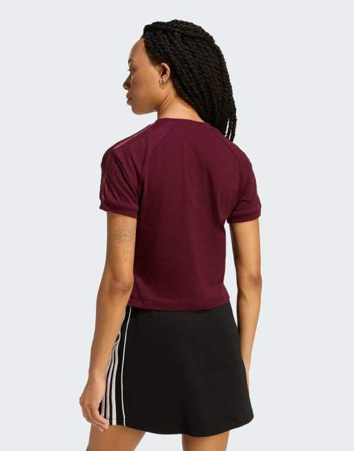 adidas Originals Lace cali tee in maroon, 2 of 4