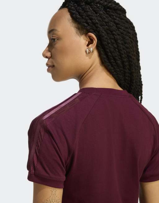 adidas Originals Lace cali tee in maroon, 4 of 4