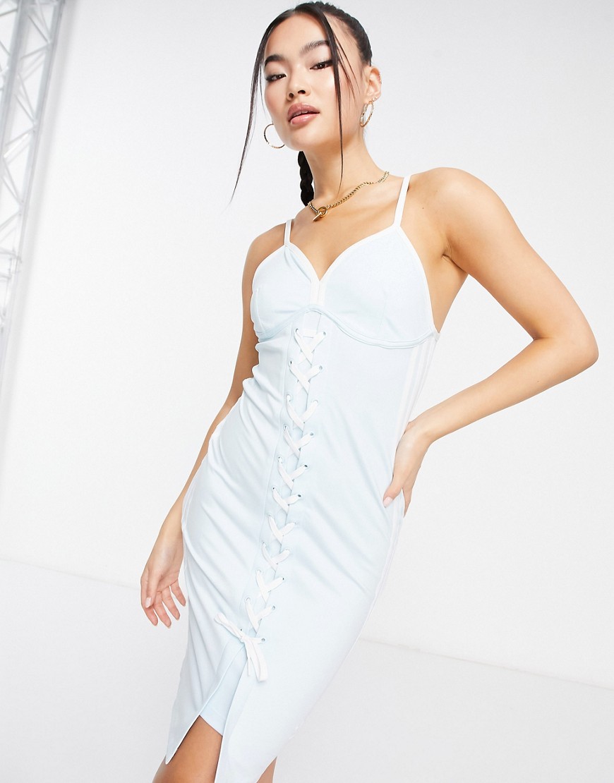 Adidas Originals lace-up cami dress in almost blue